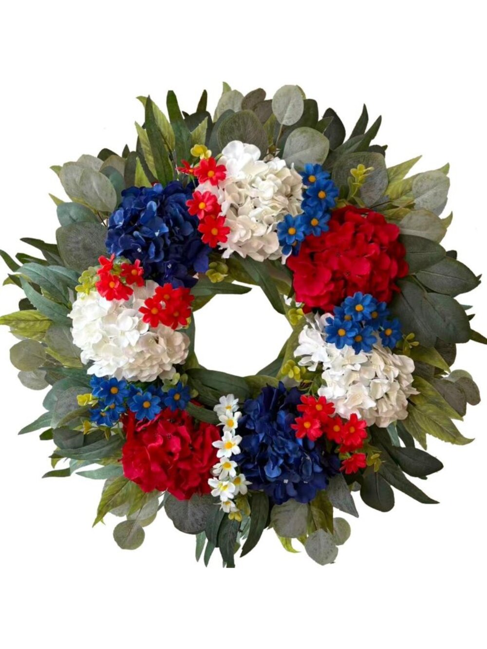 24-Inch Patriotic Labor Day Wreath | Red, White & Blue Home Decor Accent